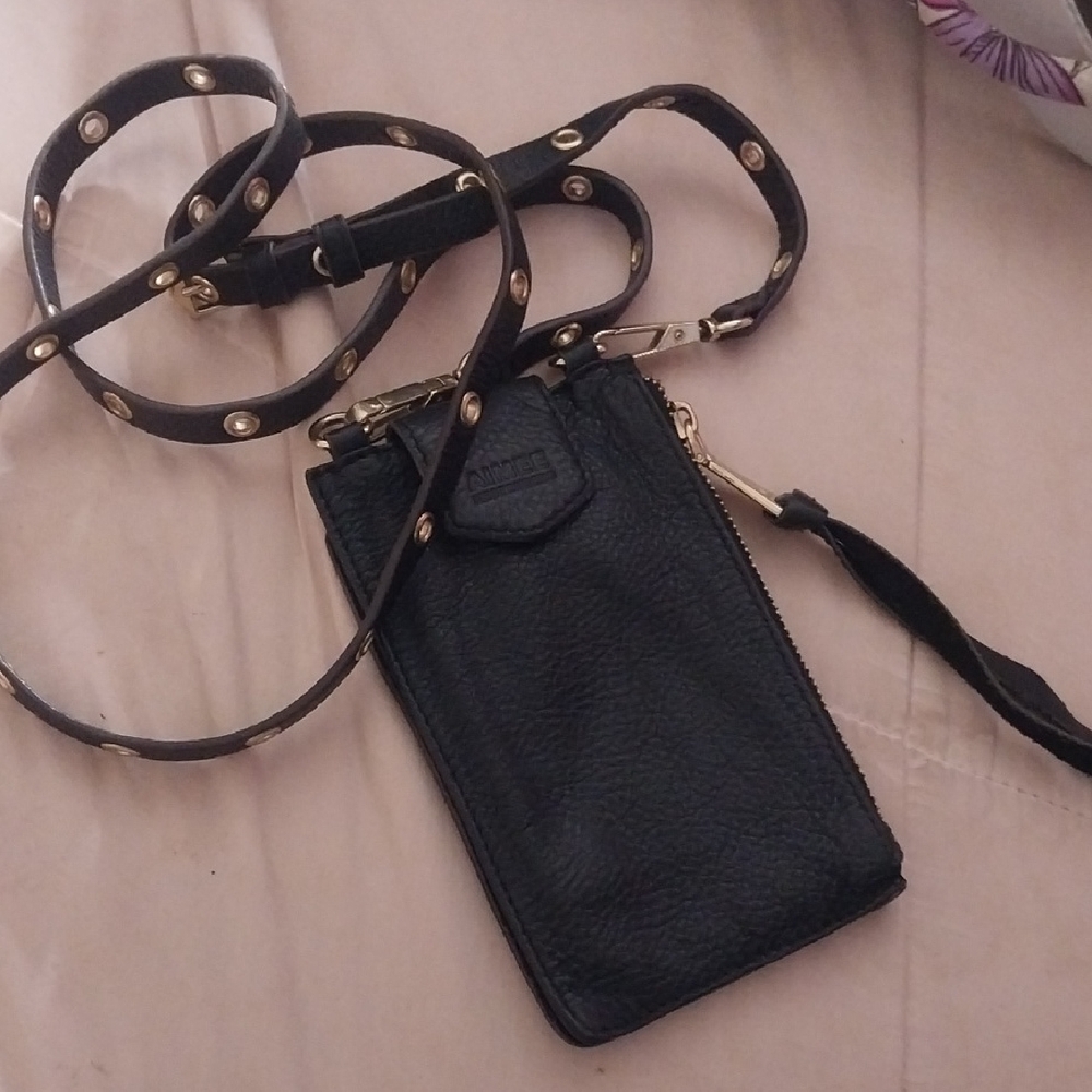 Aimee Kestenberg Leather Crossbody Phone Bag Out of Office Black